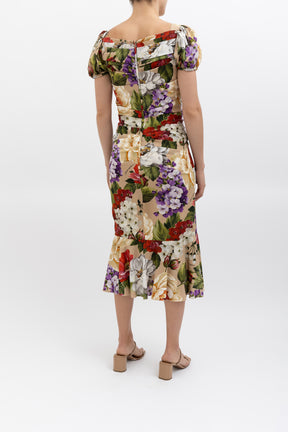 Floral Silk Midi Dress