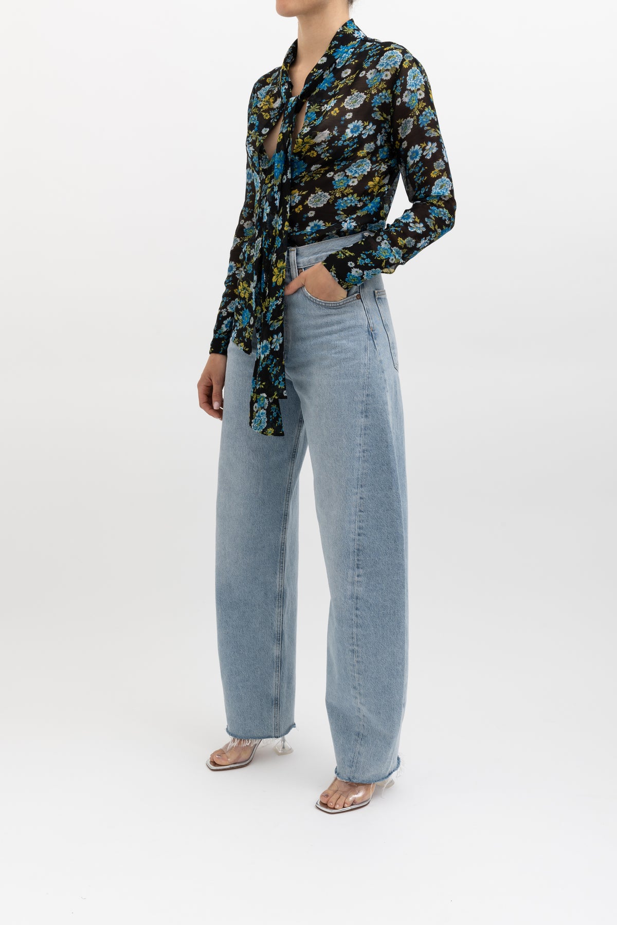 Floral Pussy-Bow Shirt