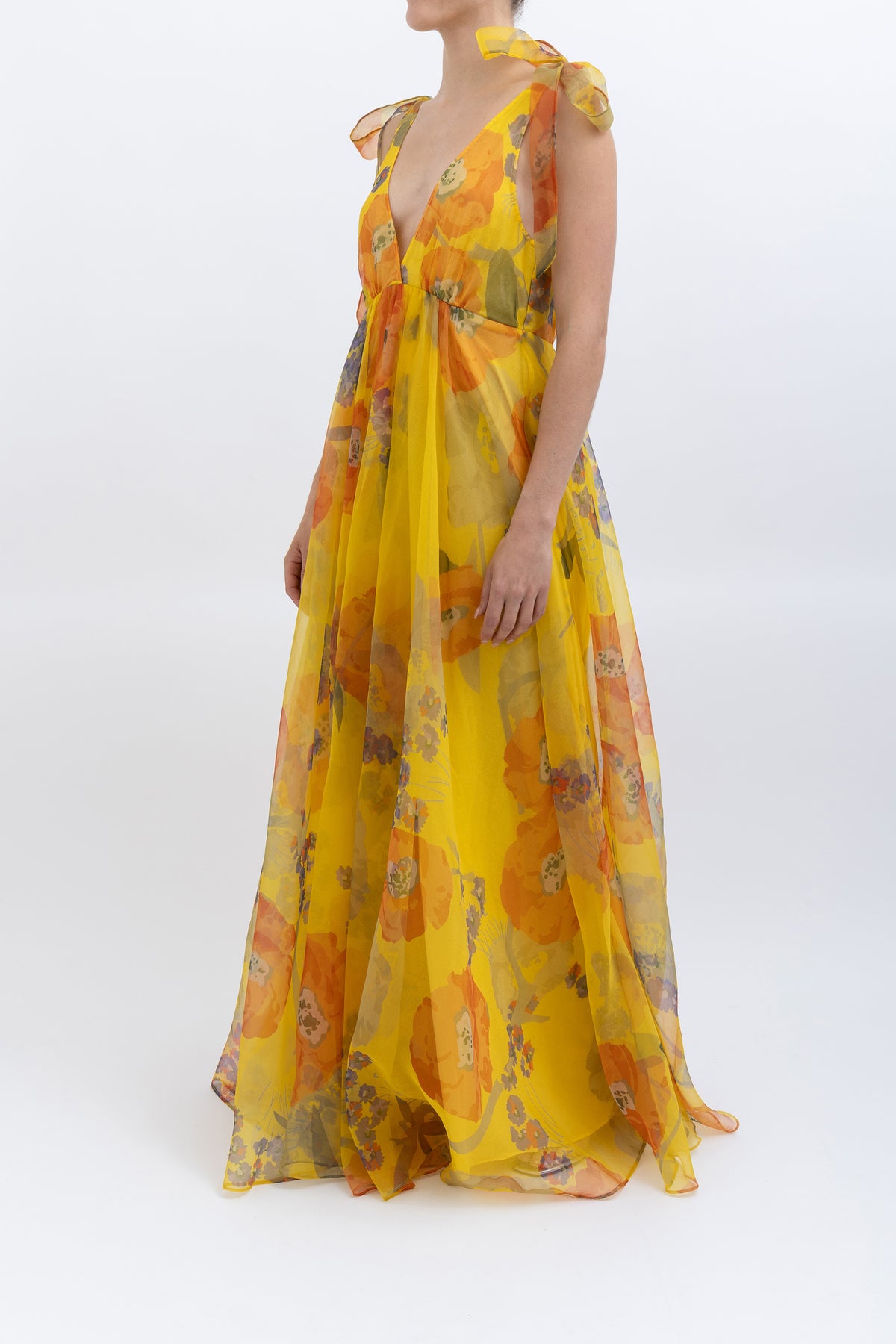 Dandelion Floral Chiffon Dress