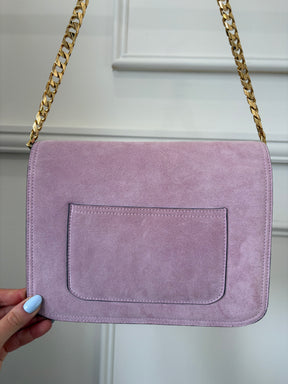 Victoria Beckham Mauve Suede Chain Shoulder Bag