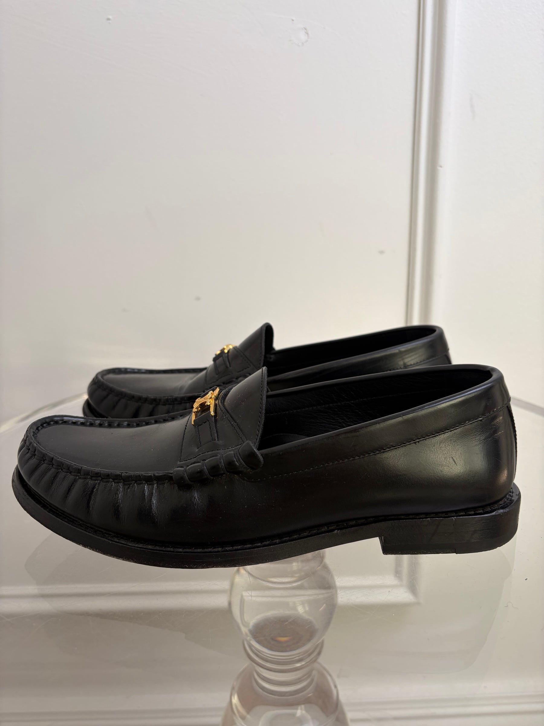 Celine Triomphe Loafers In Black, 37
