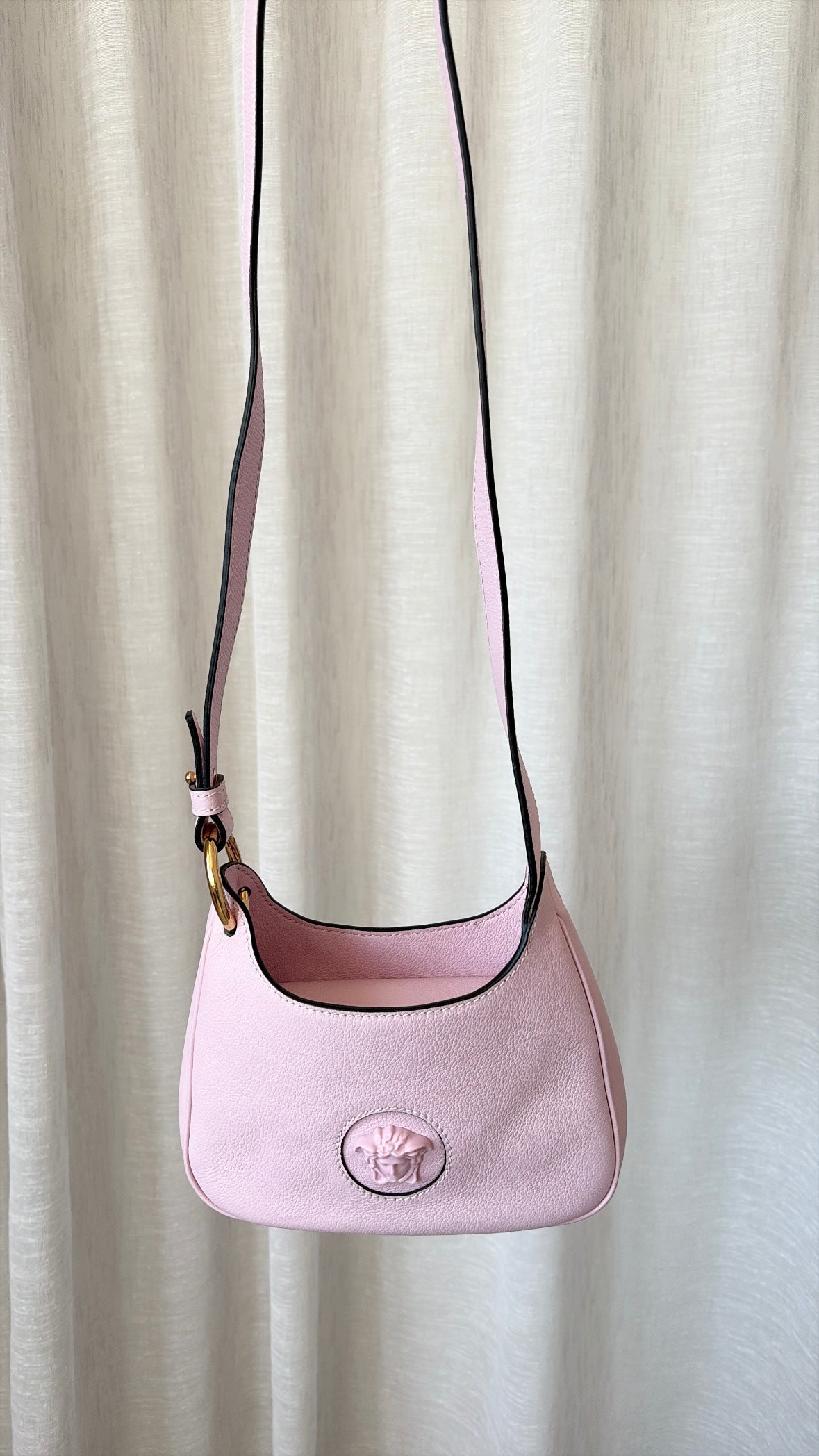 Versace Pink Leather Medusa Hobo Shoulder Bag