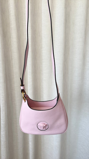 Versace Pink Leather Medusa Hobo Shoulder Bag