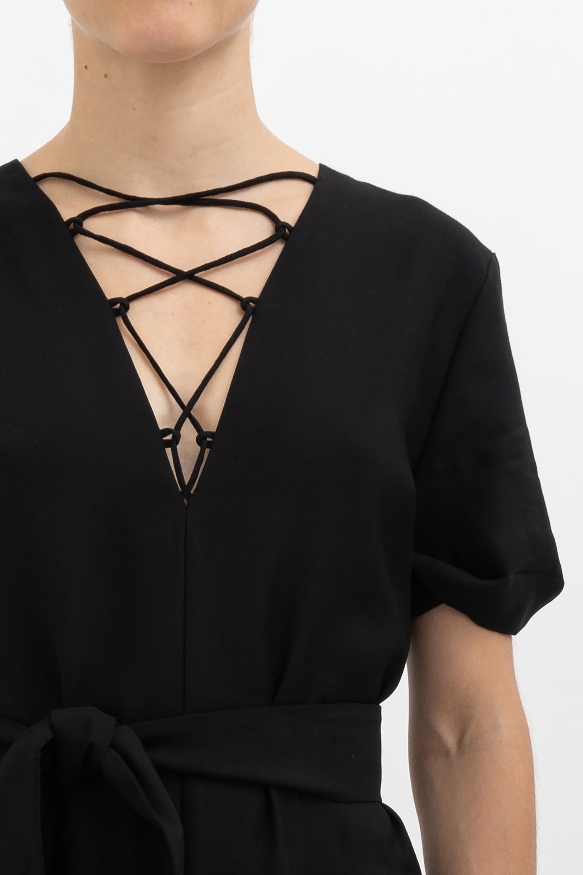 Laced V Neck Jumpsuit