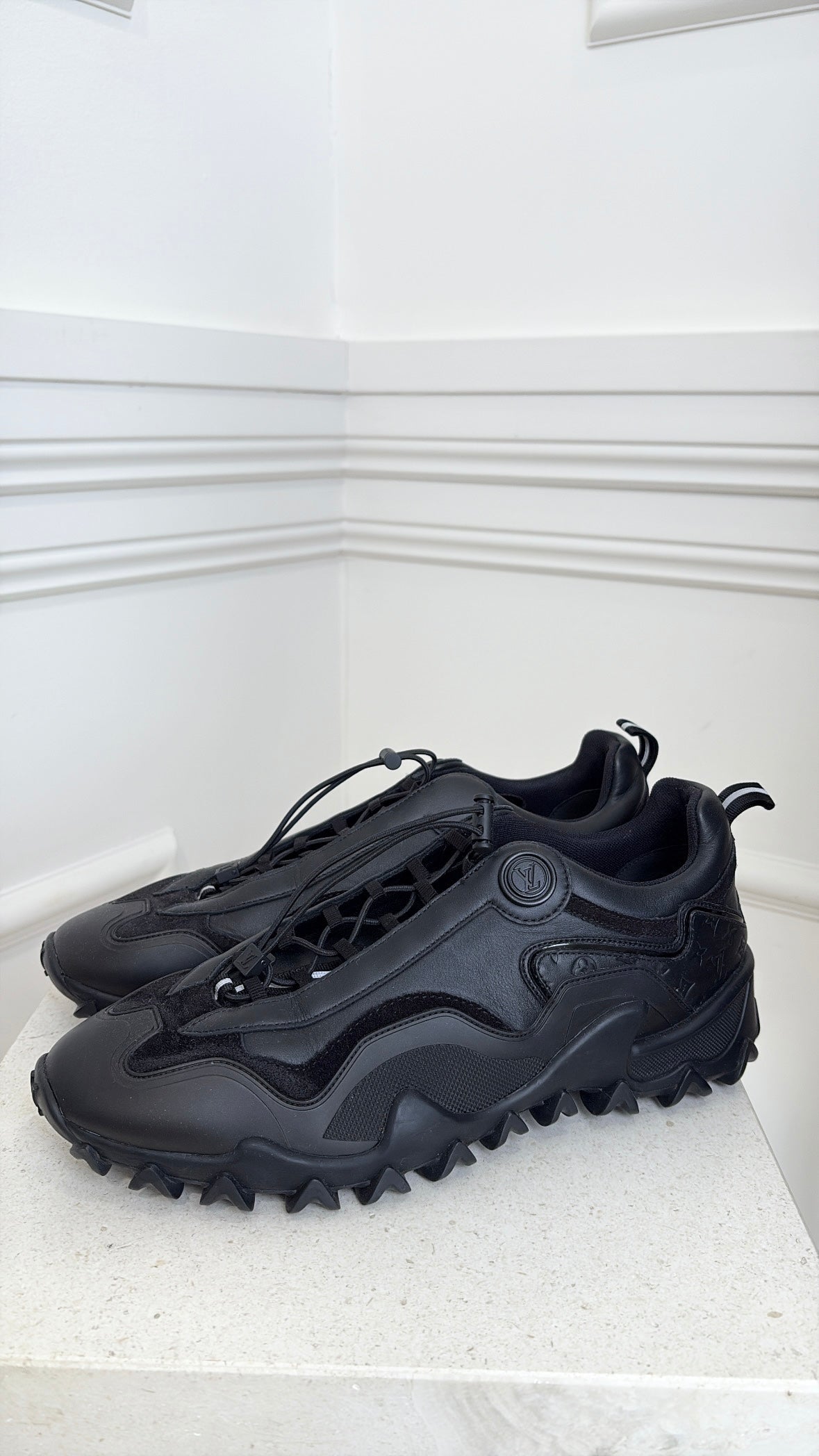 Louis Vuitton Black Leather Rush Sneakers, 40