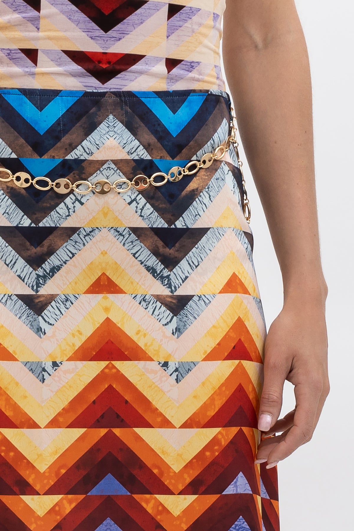 Geometric Print Top and Skirt Set