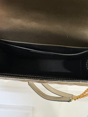 Saint Laurent Pewter Grained Leather Tri-QuiltEnvelope Bag