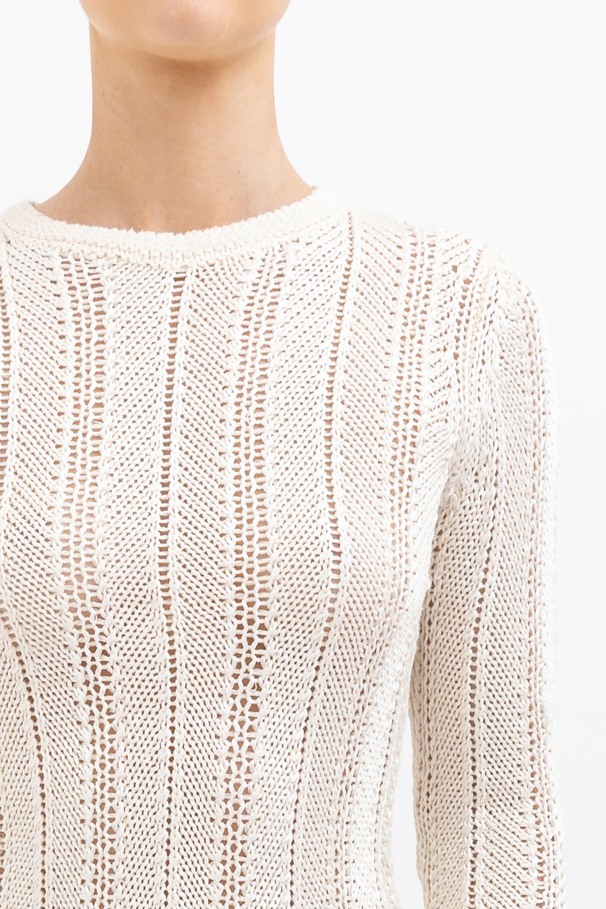 Crochet Knit Long Sleeve Top & Skirt Set