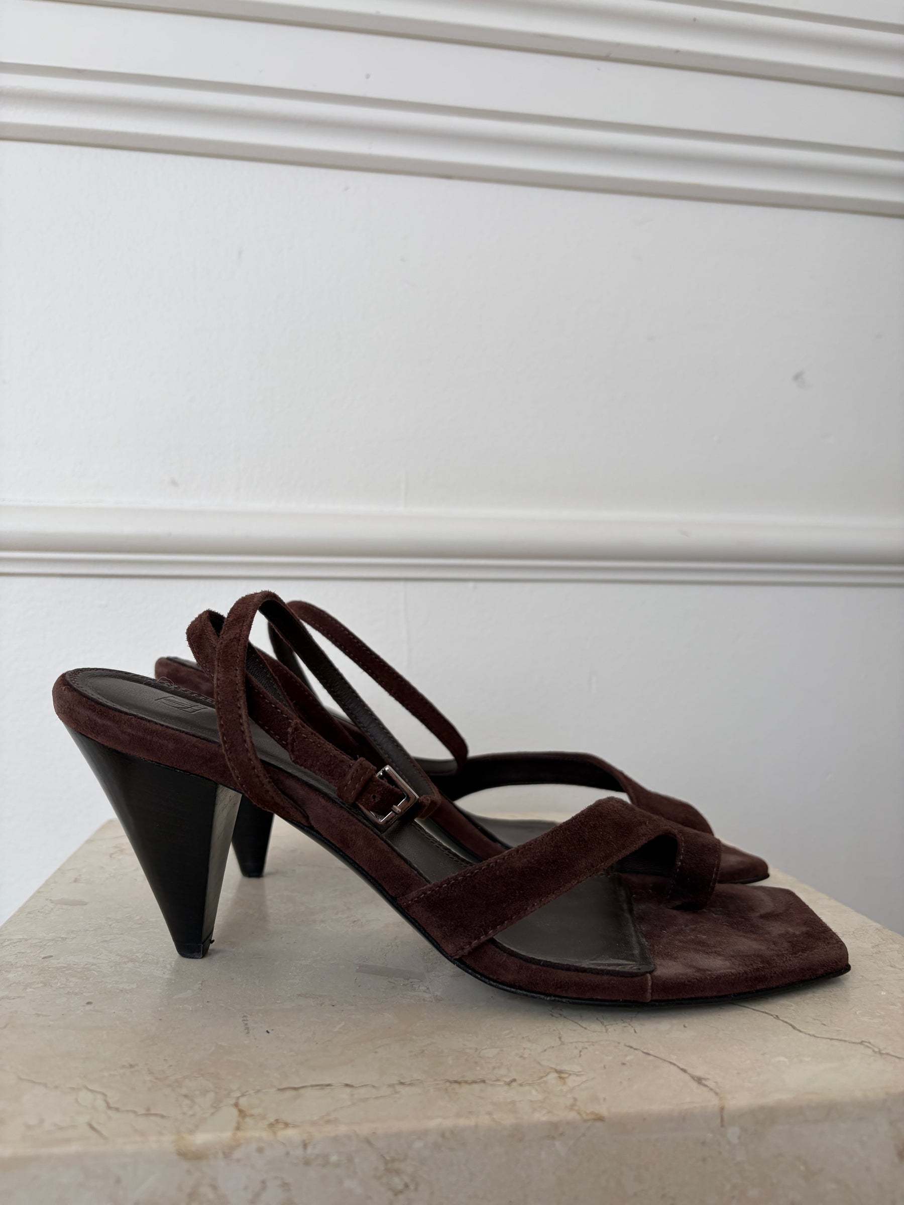 Camilla and Marc Brown Suede Ankle Strap Heels, 39