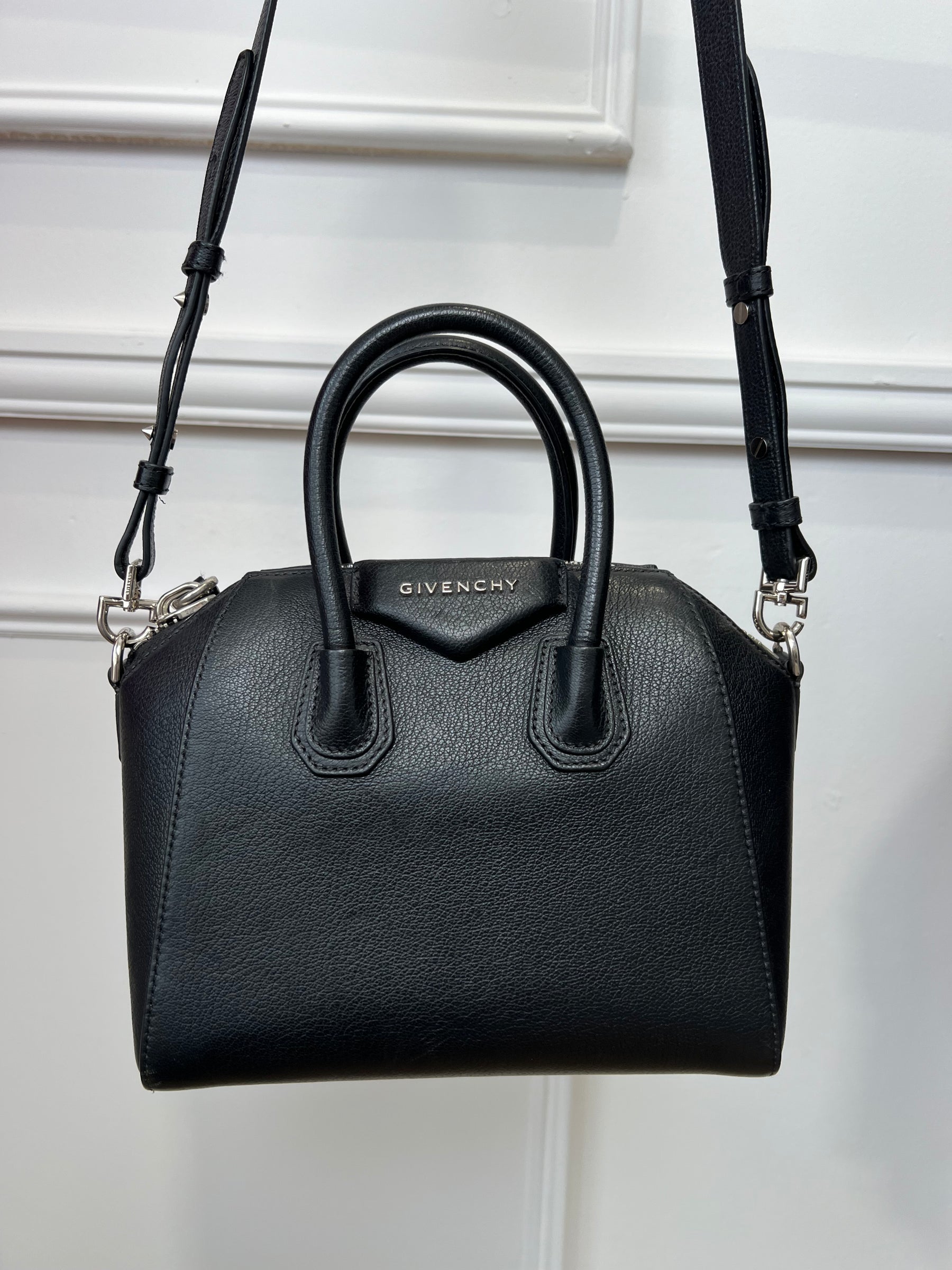 Givenchy Black Leather Mini Antigona with Faux Fur Logo Strap