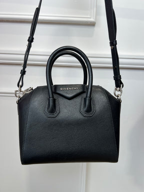 Givenchy Black Leather Mini Antigona with Faux Fur Logo Strap