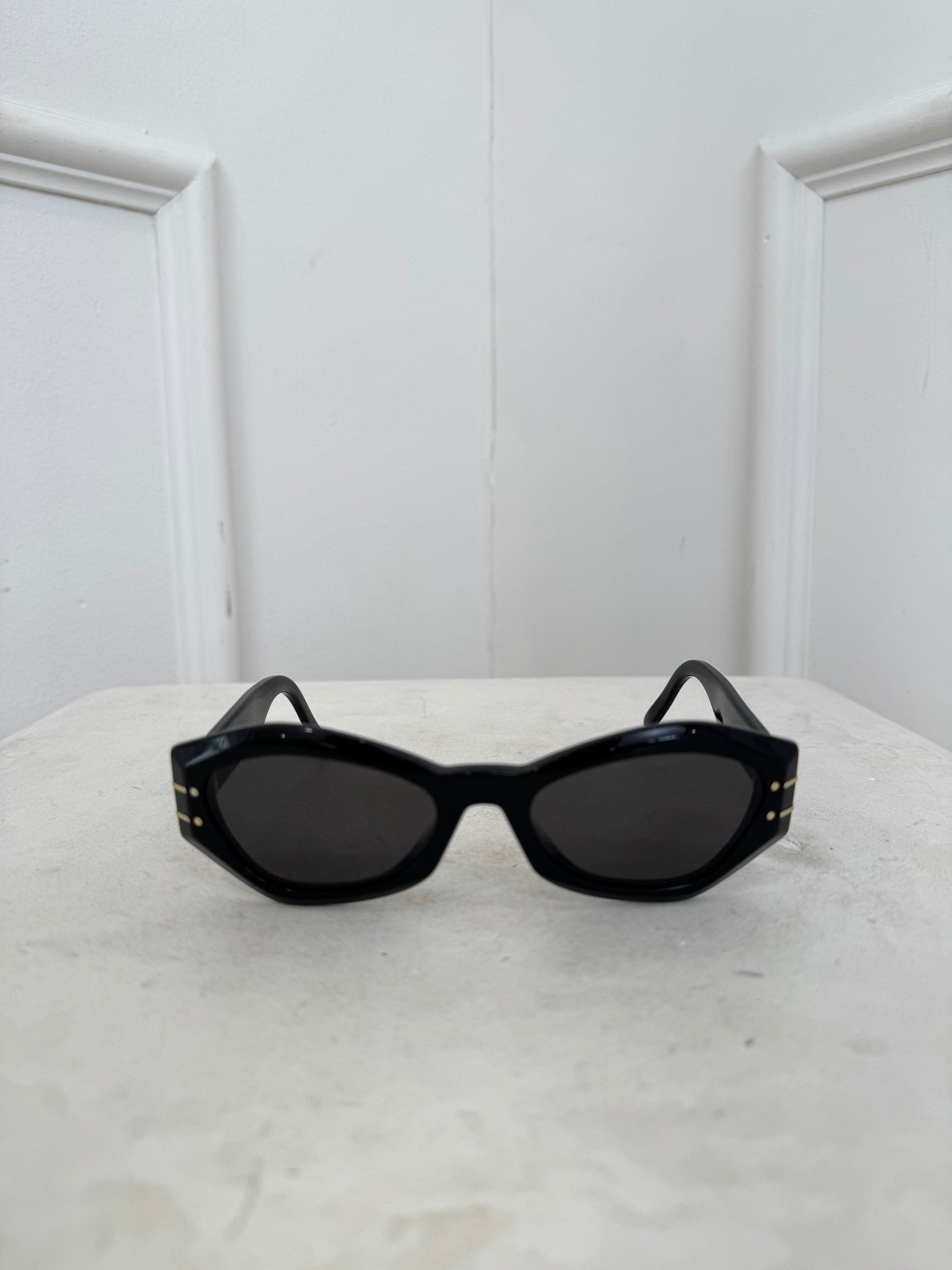 Dior Black Geometric Oval Sunglasses