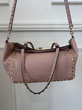 Valentino Garavani Blush Leather Rockstud Tote Bag