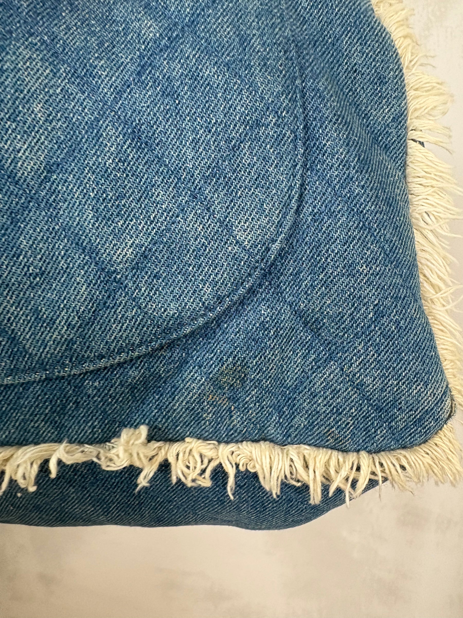 Chanel Blue Denim Cream Fringed Bag