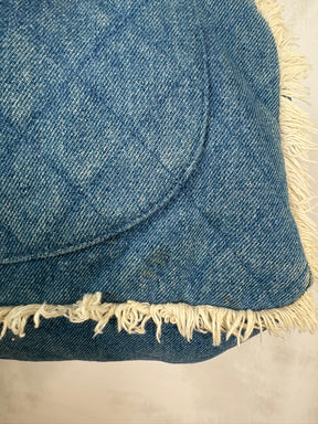 Chanel Blue Denim Cream Fringed Bag