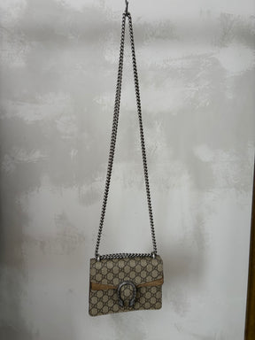 Gucci Dionysus GG Supremem Mini Bag In Beige Ebony Canvas