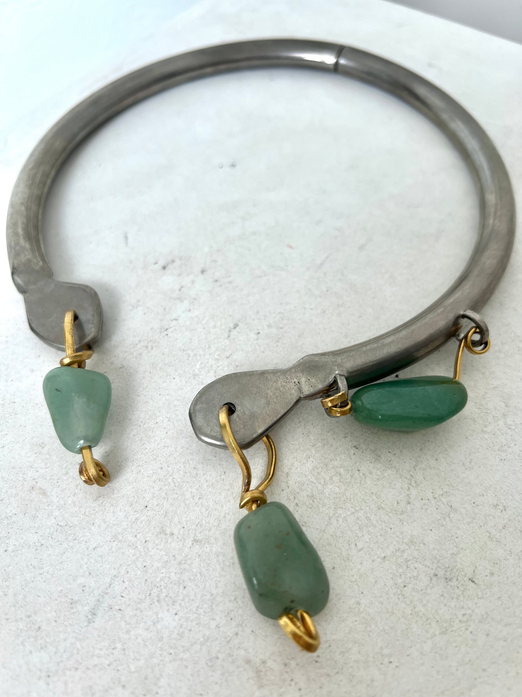 MARNI Metal and Jade Tone Collar Necklace