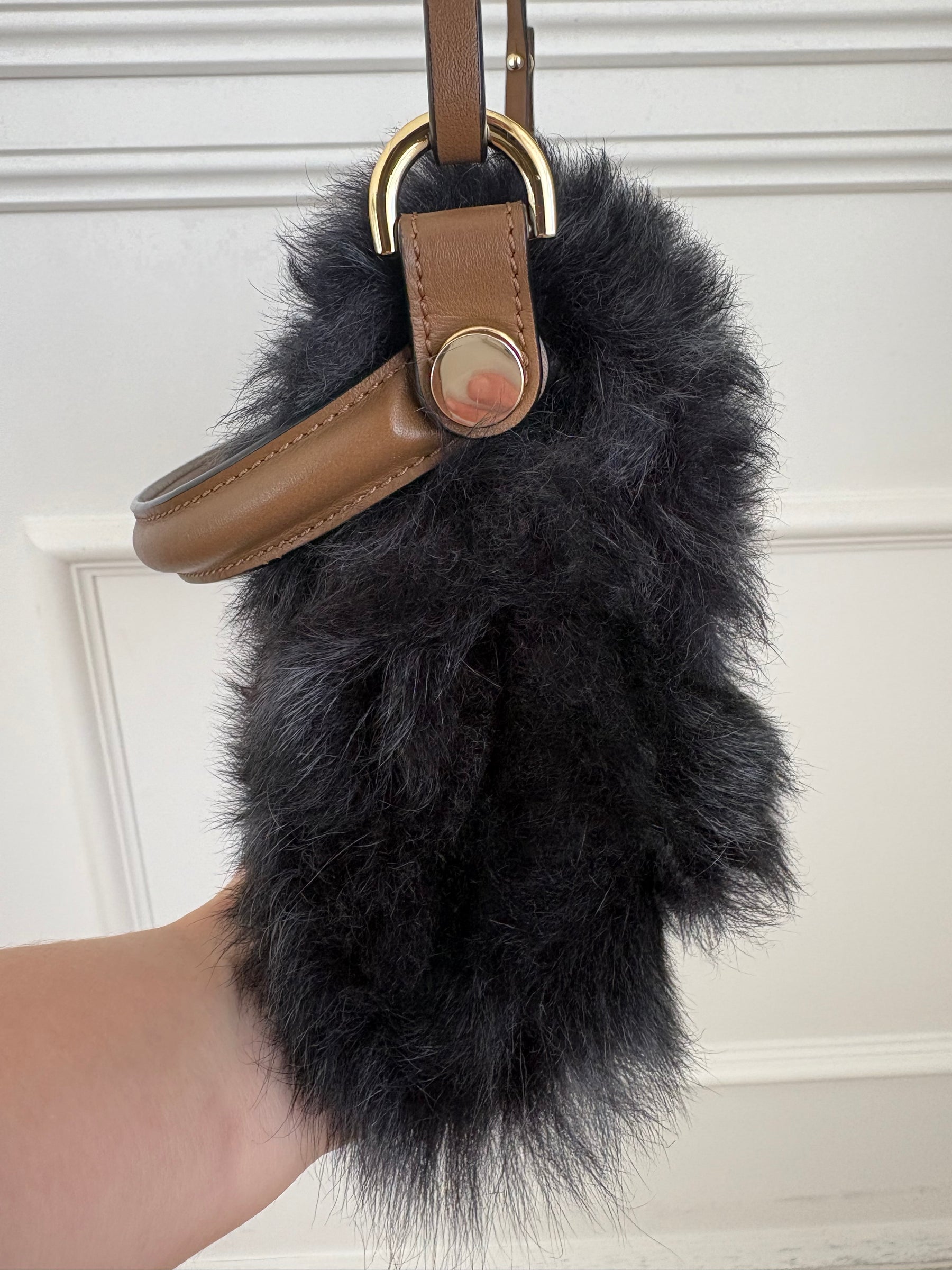 Scanlan Theodore Shearling Flap Bag With Shoulder Strap