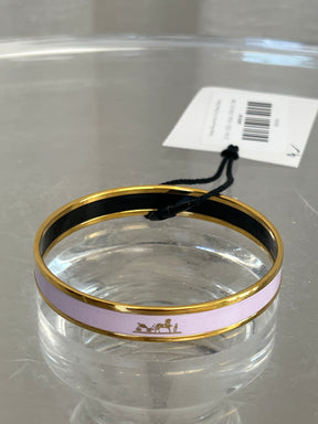 Hermès Pink and Gold Thin Enamel Bangle
