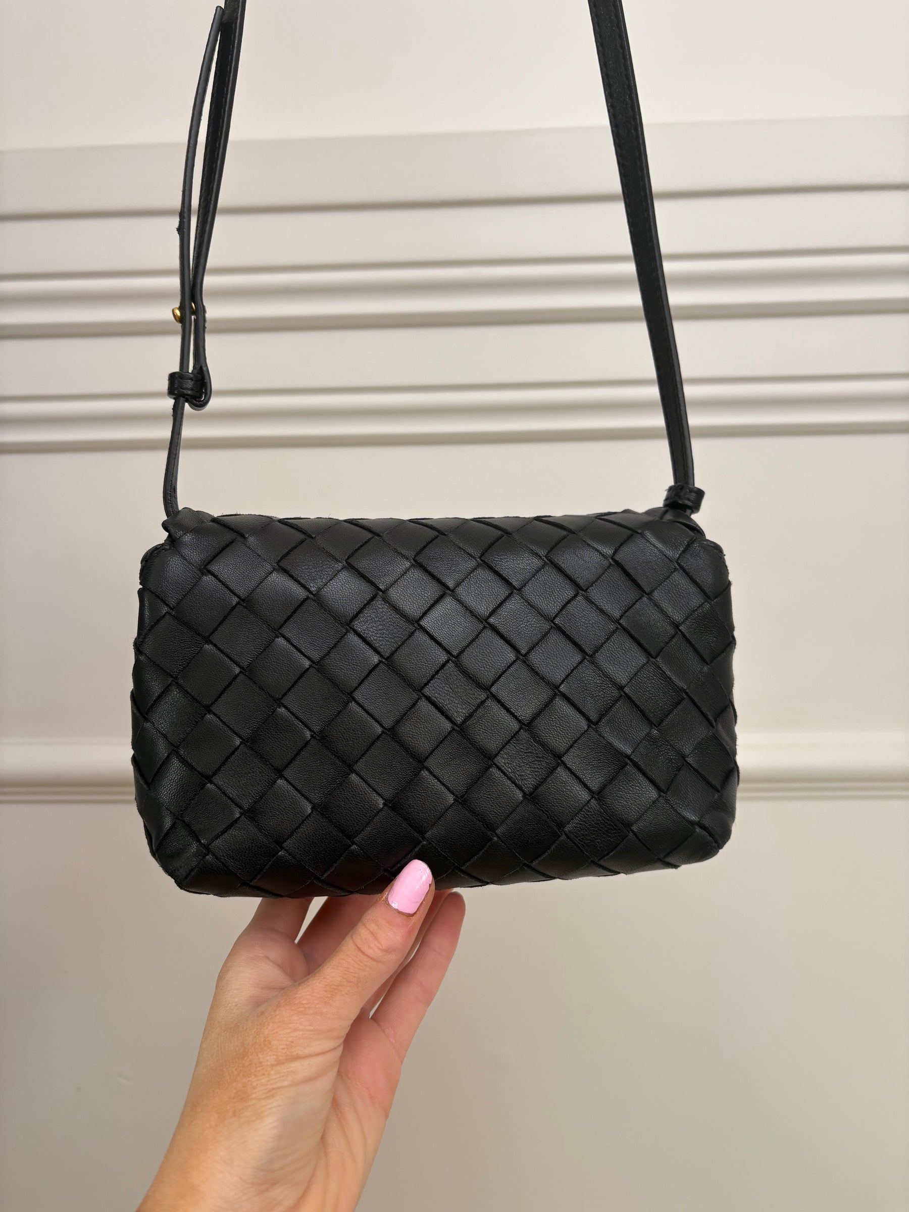 Bottega Veneta Black Intrecciato Mini Flap Bag
