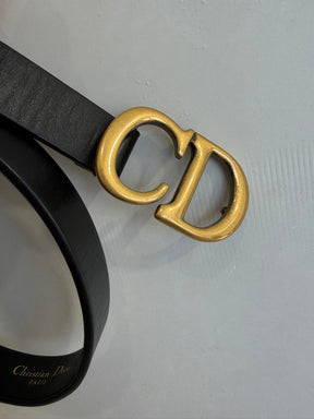 Dior Black Leather Logo Belt, 75