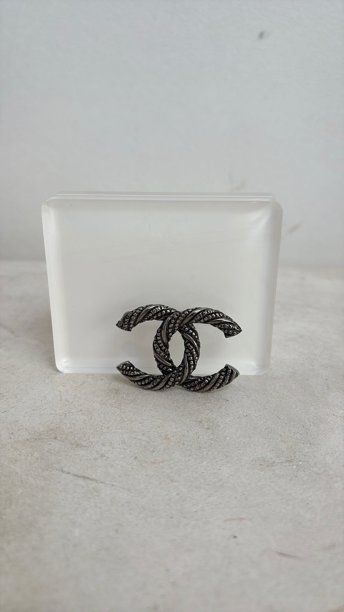 Chanel Ruthenium Twisted CC Brooch