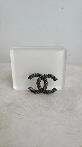 Chanel Ruthenium Twisted CC Brooch