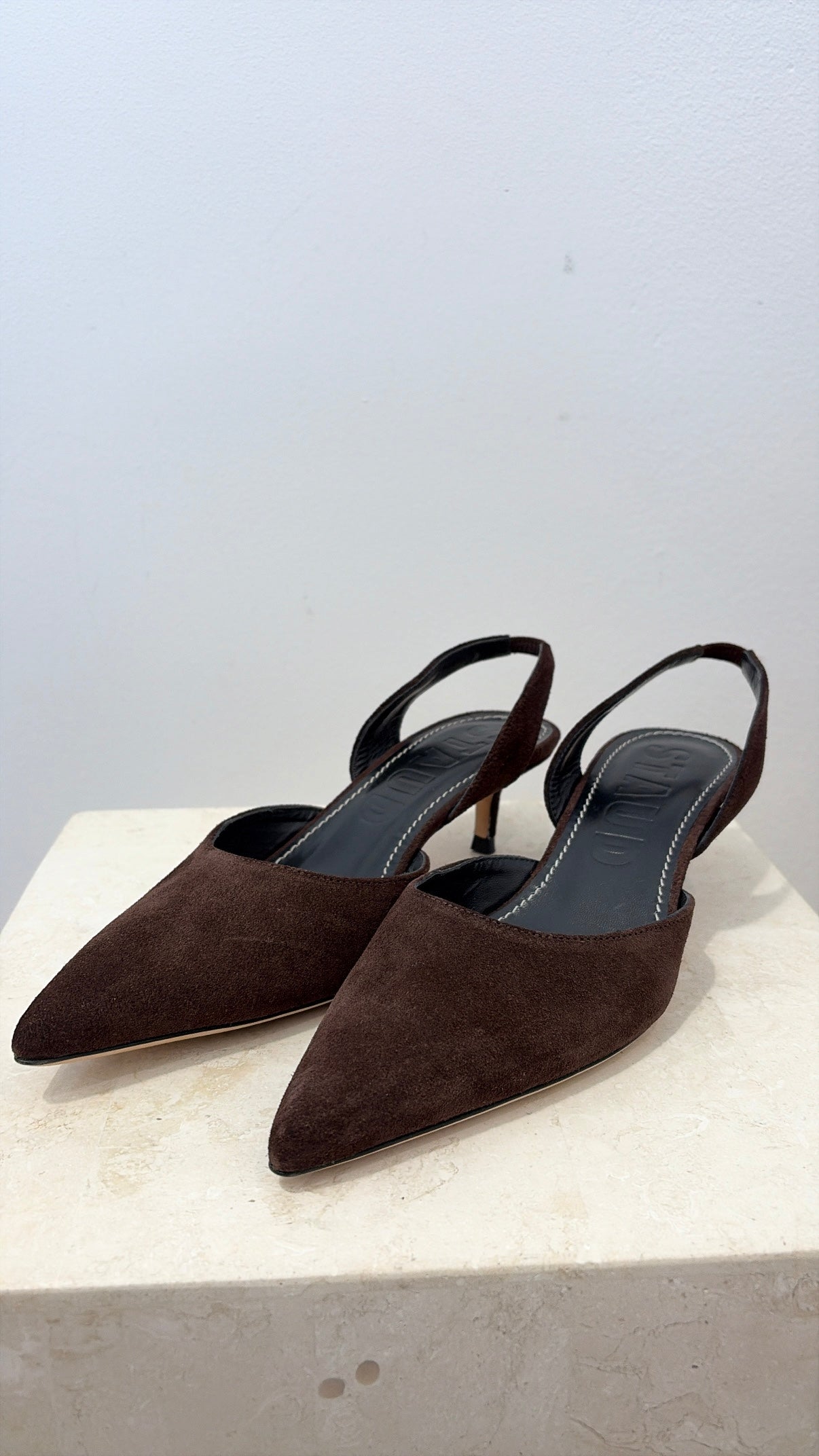Staud Brown Suede Pointed Slingback, 37