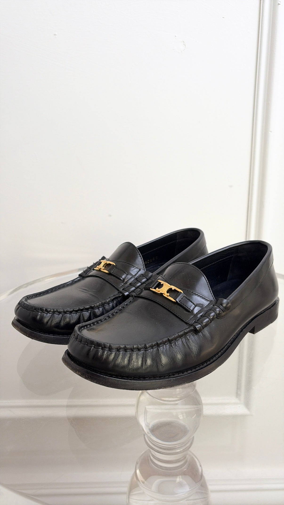 Celine Triomphe Loafers In Black, 37