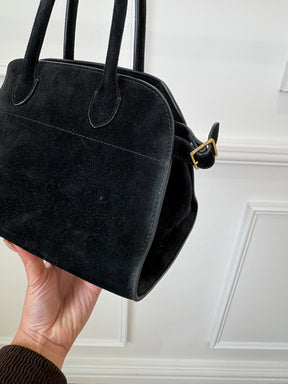 The Row Black Suede Soft Margaux 10 Bag