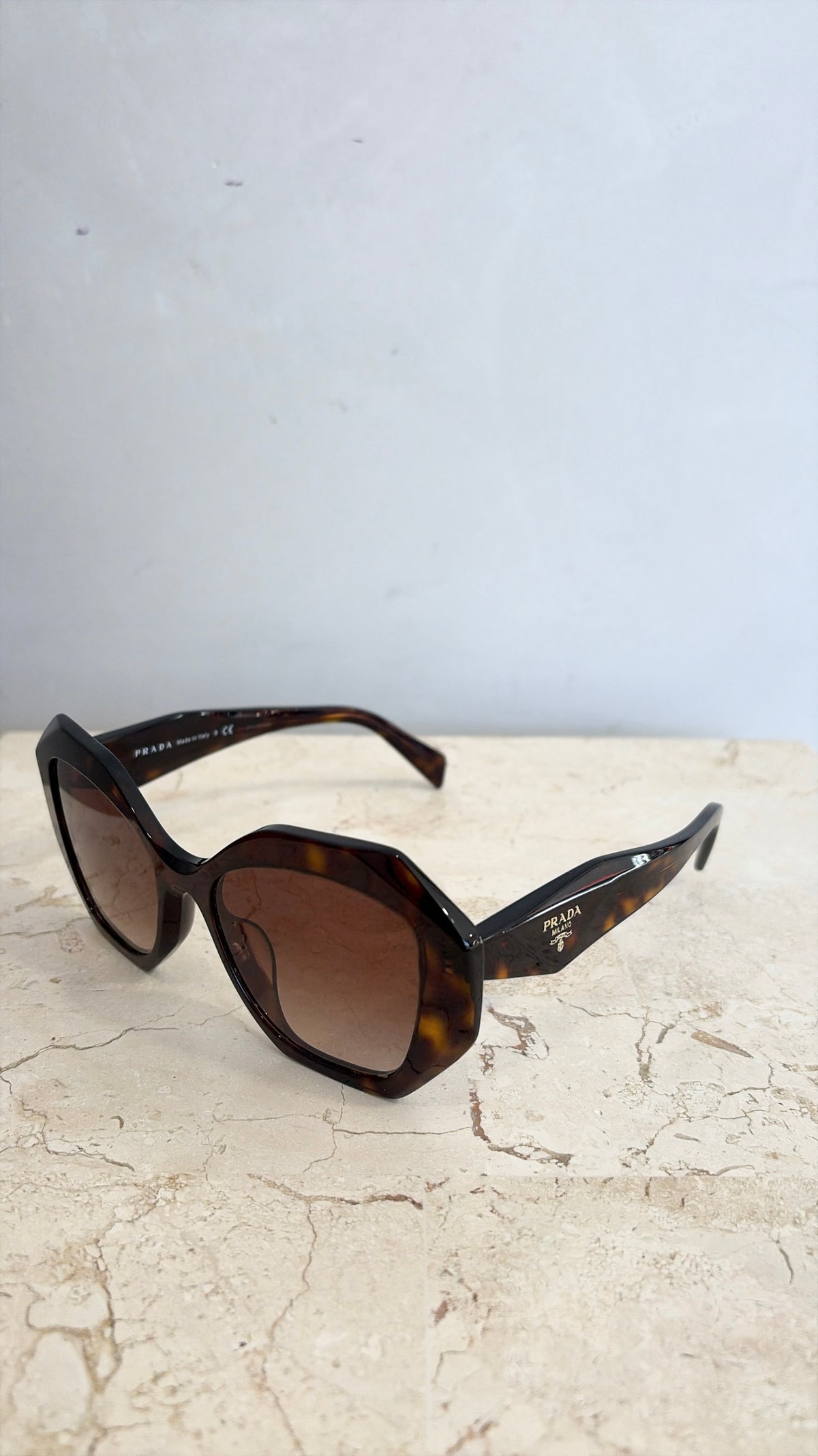 Prada PR 16WS Tortoishell Irregular Shaped Sunglasses