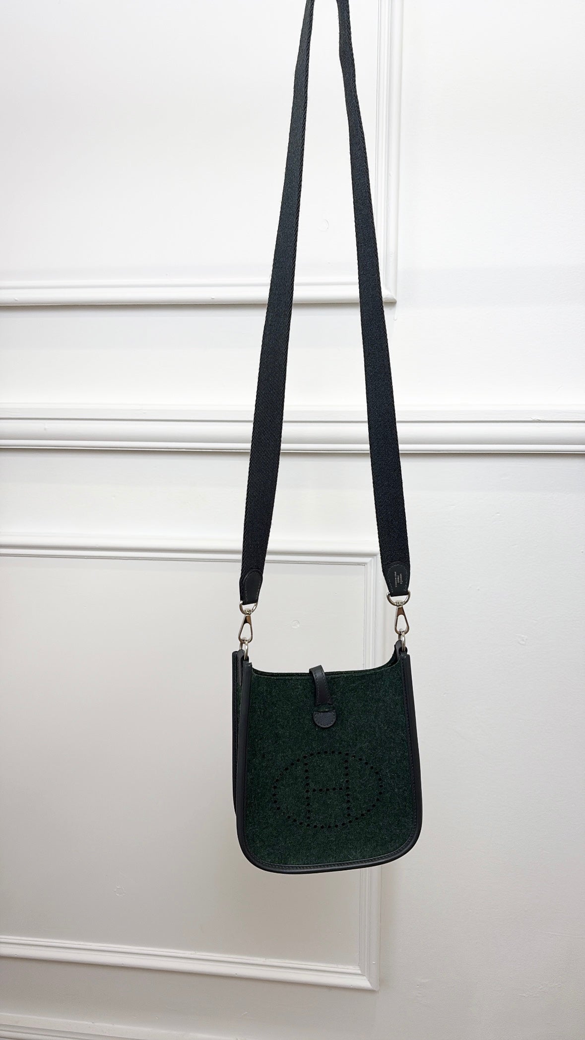 Hermès Green Felted Mini Evelyn Crossbody Bag