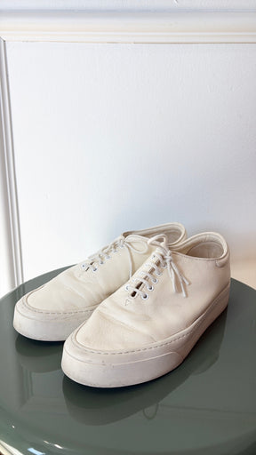 The Row Cream Leather Sneakers, 38
