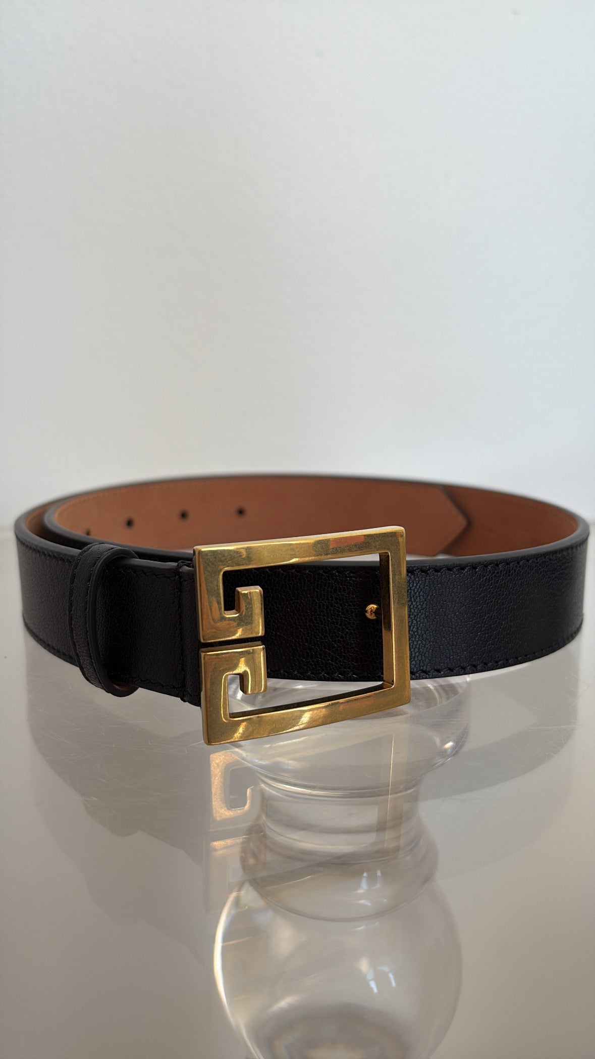 Givenchy Black Leather Logo Buckle Belt, 75
