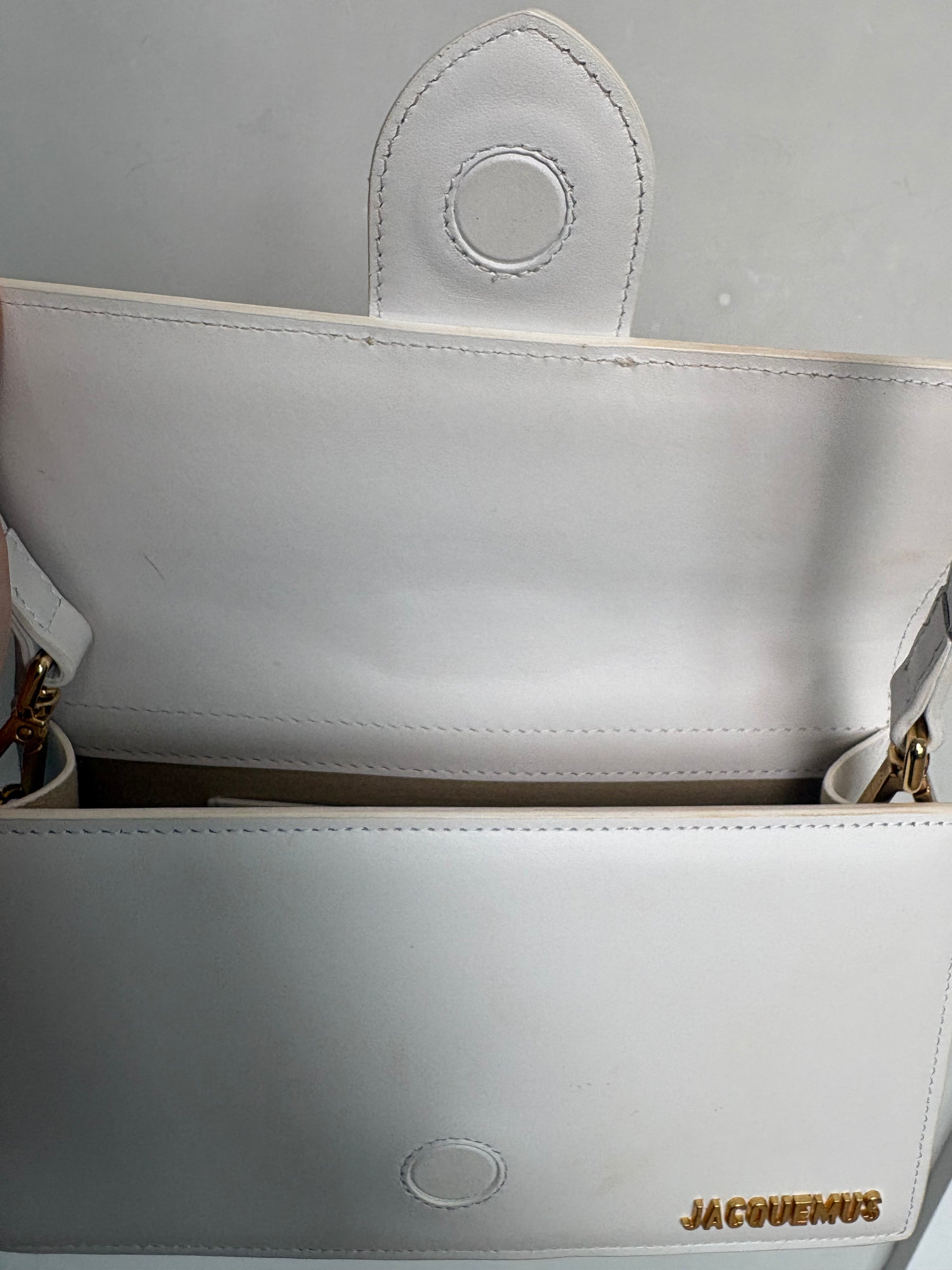 Jacquemus White Leather Bambino Top Handle Crossbody Bag