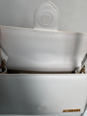 Jacquemus White Leather Bambino Top Handle Crossbody Bag