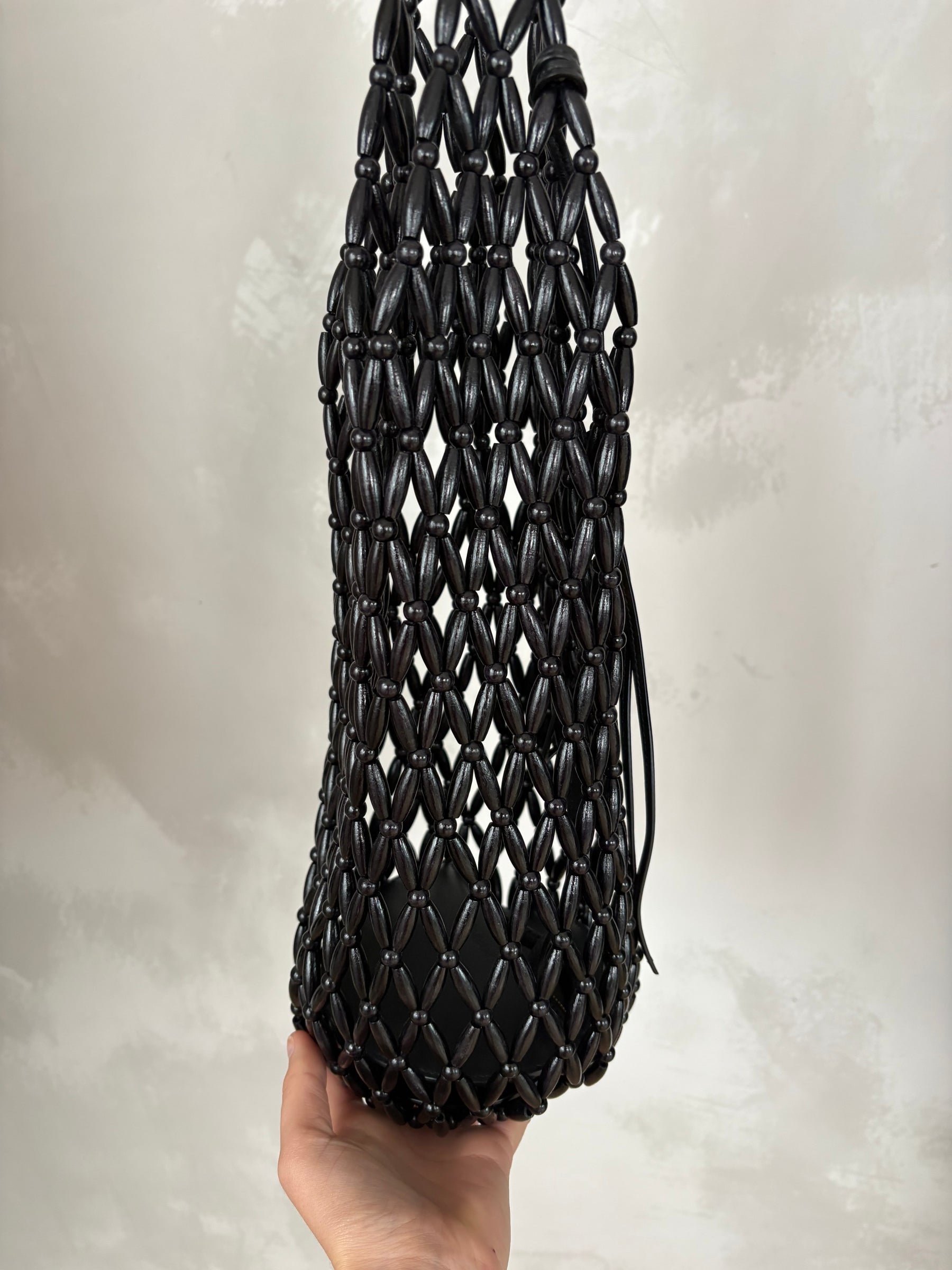 Saint Laurent Black Cassandre Beaded Tote Bag