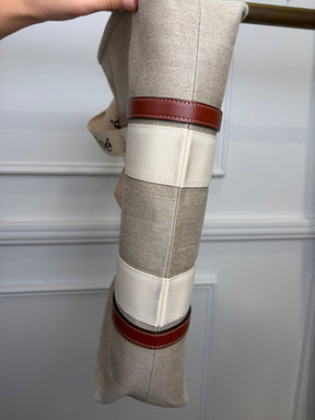 Chloé Canvas and Tan Leather Logo Woody Tote