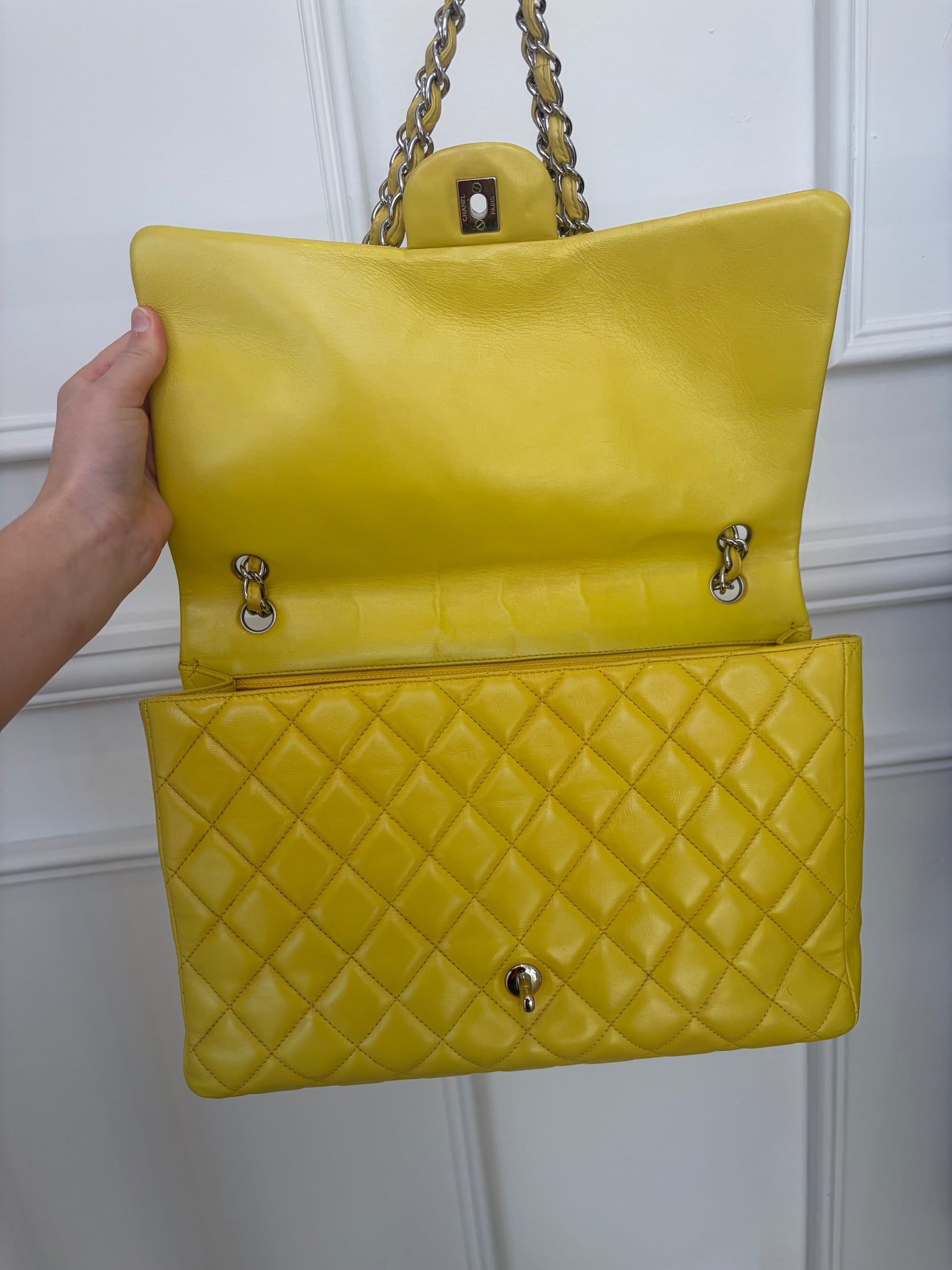 Chanel Yellow Maxi Classic Single Flap Bag