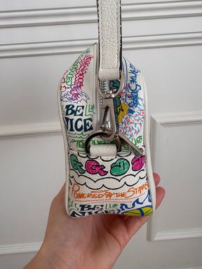 Golden Goose White Leather Graffiti Print Camera Bag