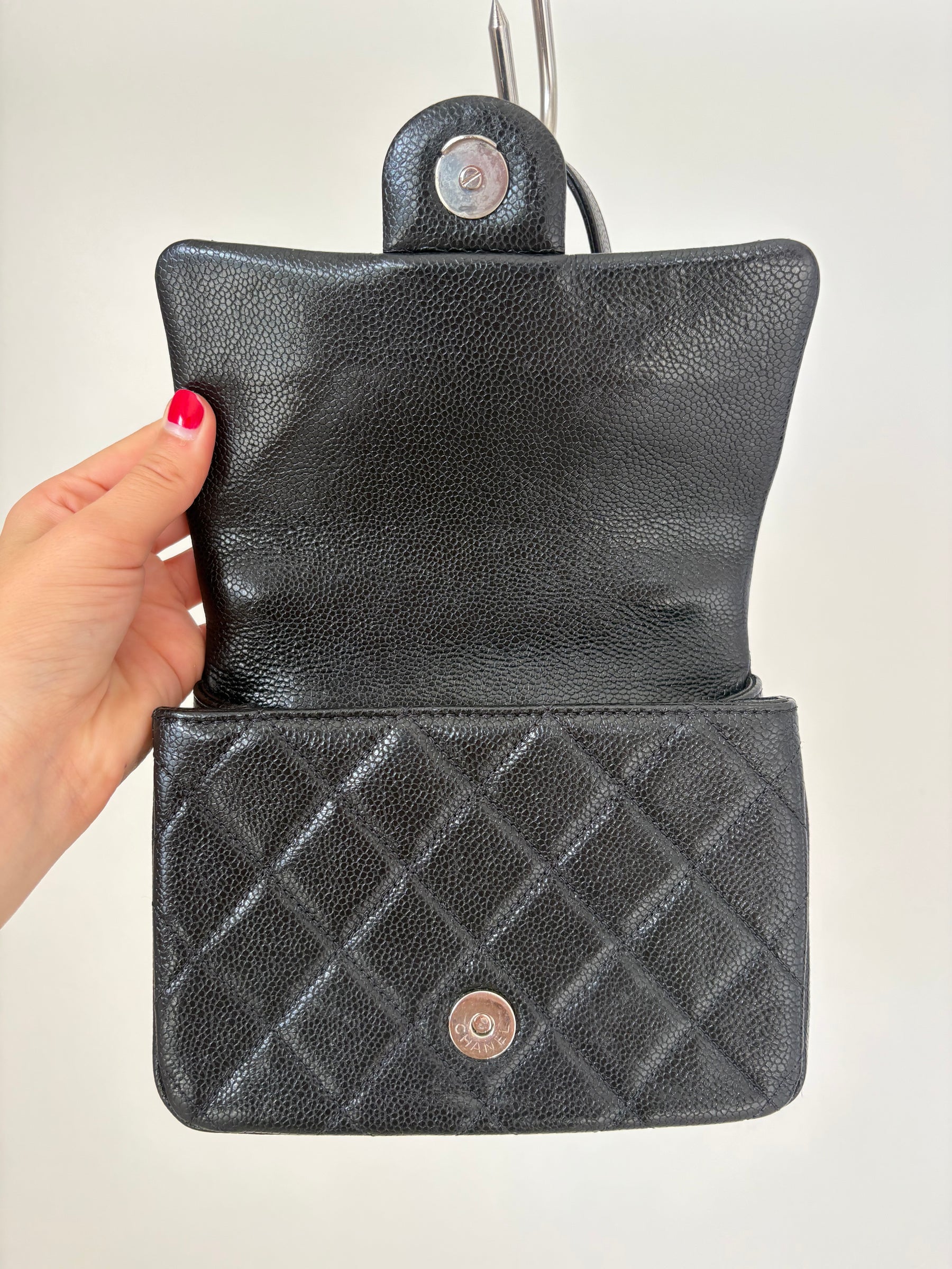 Chanel Black Caviar Leather 'Incognito' Mini Square Flap