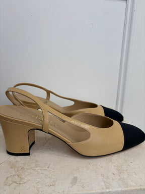 Chanel Slingbacks Tan Black, 39