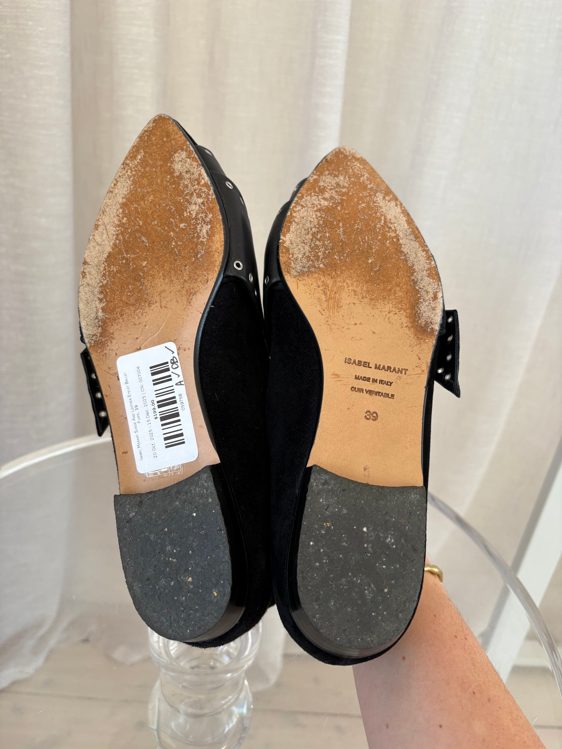 Isabel Marant Suede And Leather Eyelet Ballet Flats, 39