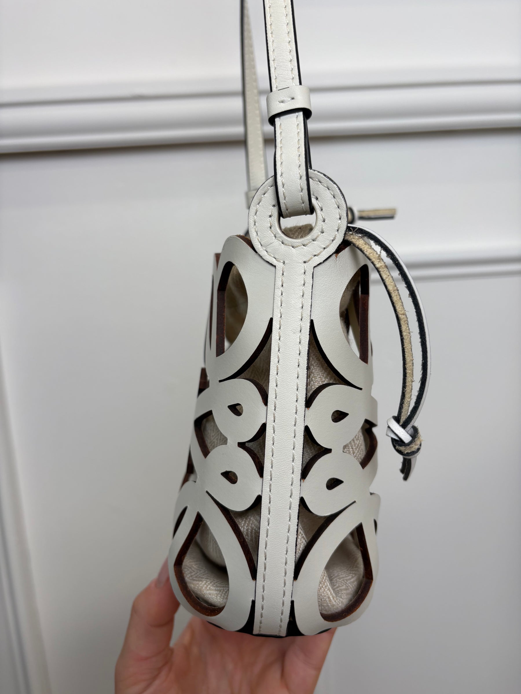 Loewe White Anagram Logo Mini Bucker Bag