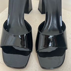 By Far Black Patent Leather Mules, 40