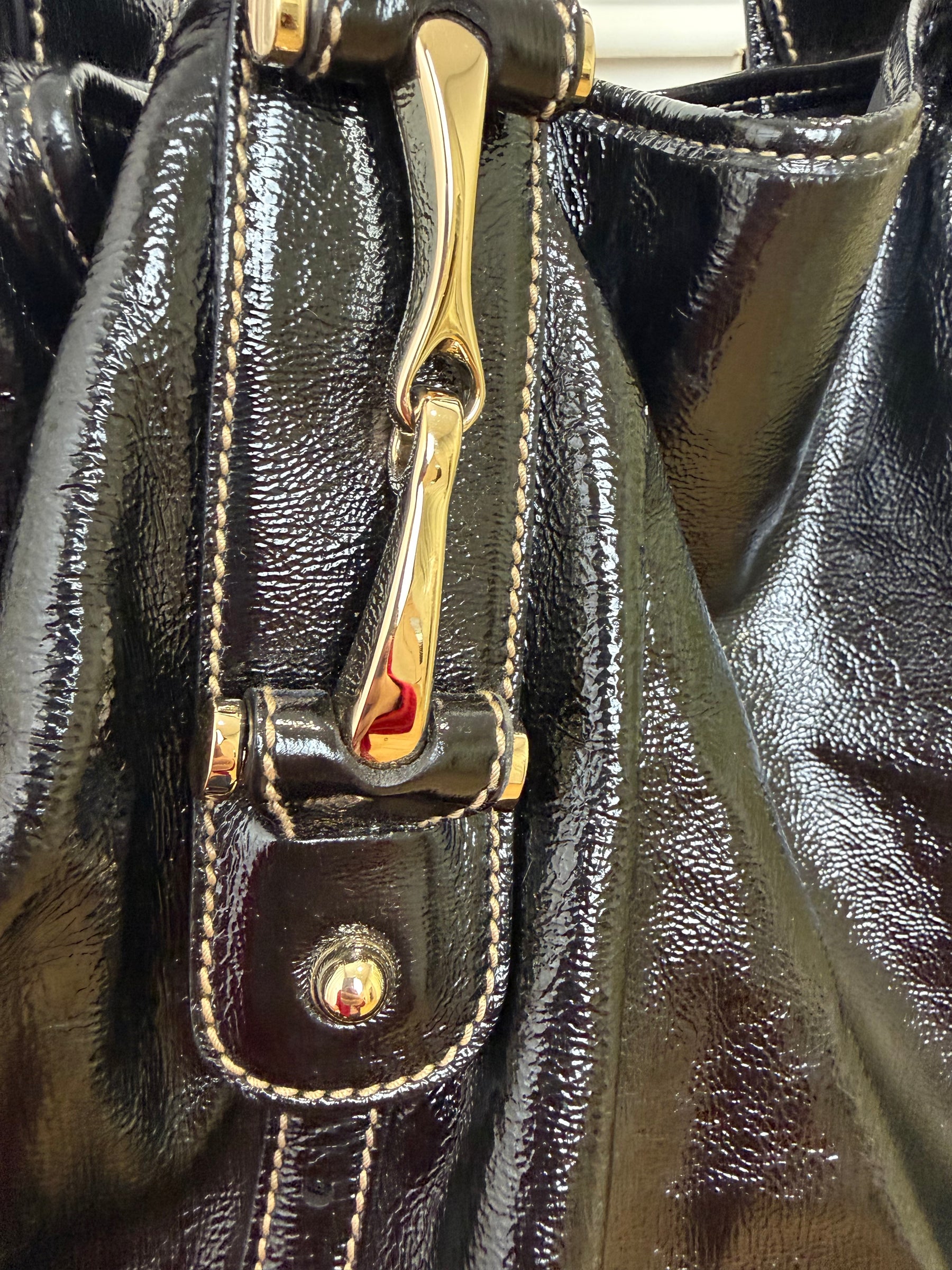 Gucci Black Patent Leather Pelham Shoulder Bag