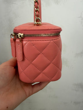 Chanel Coral Lambskin Leather Top Handle Vanity