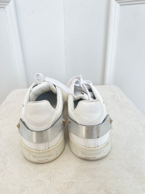 Valentino Garavani White Perforated Leather Sneakers, 40.5