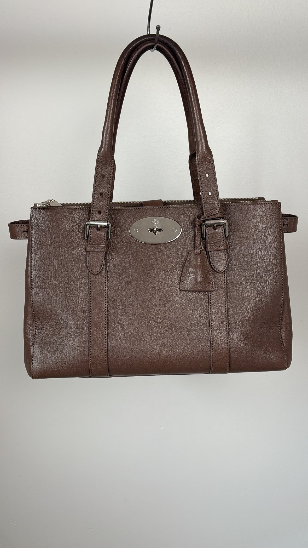 Mulberry Taupe Leather Double Zip Bayswater Tote