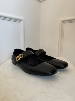 Valentino Black VLogo Locker Mary-Jane Ballerina Flats, 39